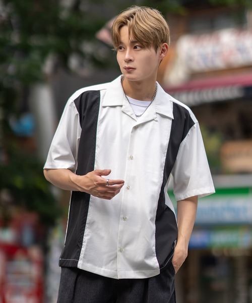 SIDEWAY STANCE(サイドウェイスタンス)の「ストレッチ バイパターン 半袖シャツ(シャツ/ブラウス・メンズ・ブラック/ホワイト/ブラウン・MEDIUM/LARGE/X-LARGE)」の4枚目の写真