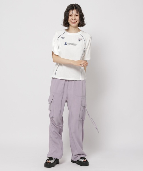 niko and...（ニコアンド）の「ライン&ロゴゲームTシャツ（Tシャツ/カットソー・レディース・ブラック/オフホワイト/グレー・FREE）」の5枚目の写真