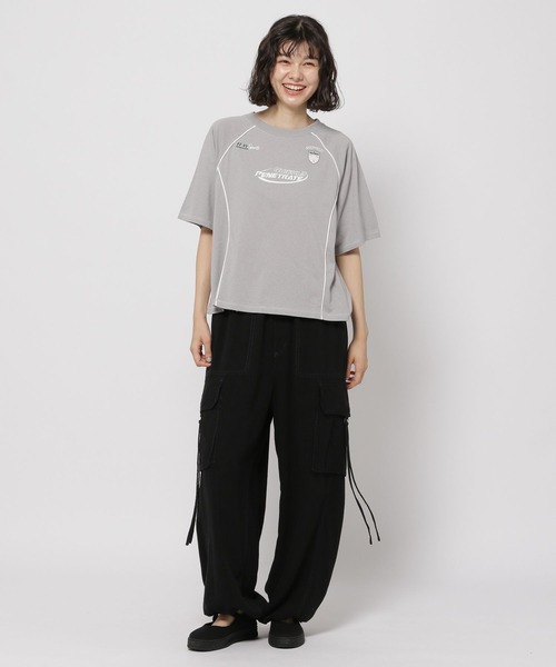 niko and...（ニコアンド）の「ライン&ロゴゲームTシャツ（Tシャツ/カットソー・レディース・ブラック/オフホワイト/グレー・FREE）」の7枚目の写真