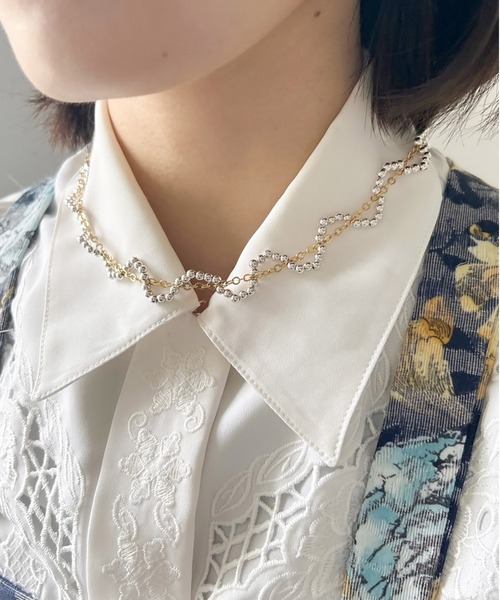 Casselini(キャセリーニ)の「Casselini(キャセリーニ)チェーンなみなみネックレス(ネックレス・レディース・ホワイト/シルバー/クリア・FREE)」の1枚目の写真