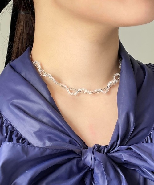 Casselini(キャセリーニ)の「Casselini(キャセリーニ)チェーンなみなみネックレス(ネックレス・レディース・ホワイト/シルバー/クリア・FREE)」の3枚目の写真