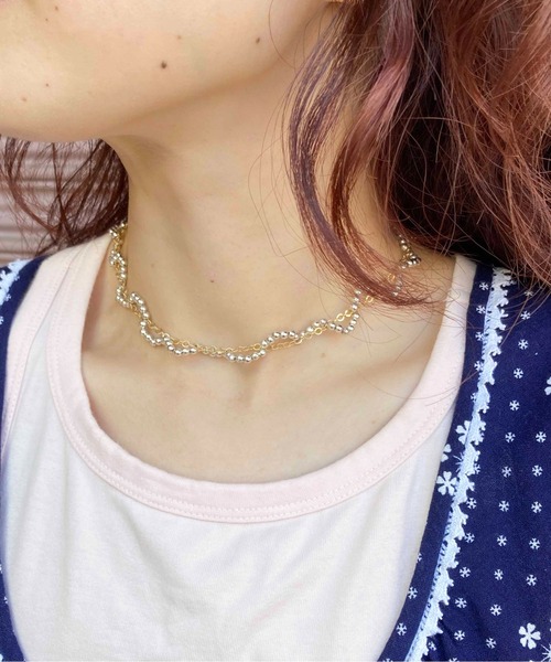 Casselini(キャセリーニ)の「Casselini(キャセリーニ)チェーンなみなみネックレス(ネックレス・レディース・ホワイト/シルバー/クリア・FREE)」の13枚目の写真