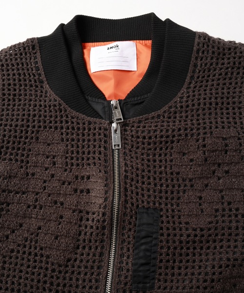 amok(アモク)の「KNIT DOCKING MA-1(MA-1・メンズ・ブラック/カーキ・S/M)」の8枚目の写真