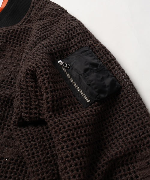 amok(アモク)の「KNIT DOCKING MA-1(MA-1・メンズ・ブラック/カーキ・S/M)」の5枚目の写真