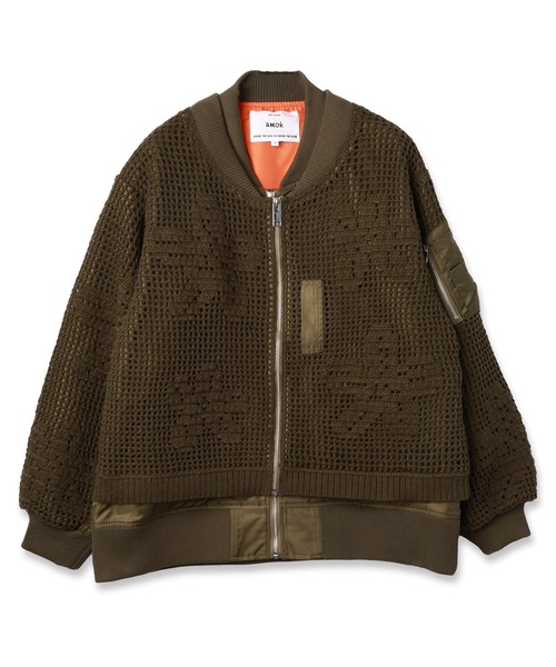 amok(アモク)の「KNIT DOCKING MA-1(MA-1・メンズ・ブラック/カーキ・S/M)」の13枚目の写真