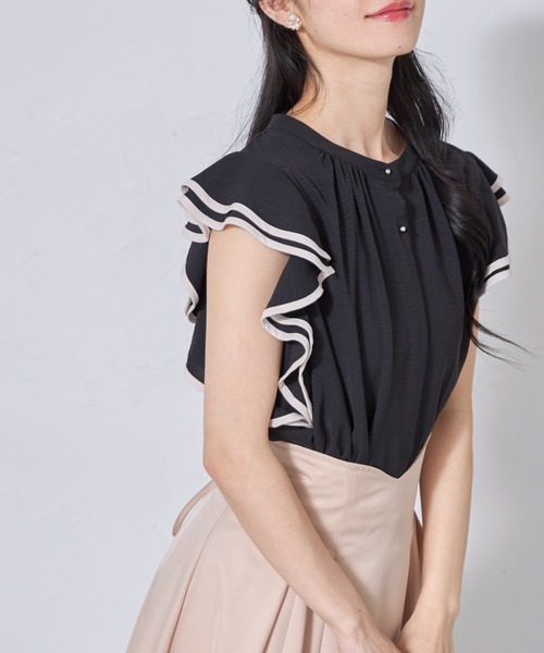 tocco closet(トッコ クローゼット)の「【ZOZO限定】フリルスリーブバイカラーブラウス(シャツ/ブラウス・レディース・ベージュ/オフホワイト/ブラック・M)」の14枚目の写真