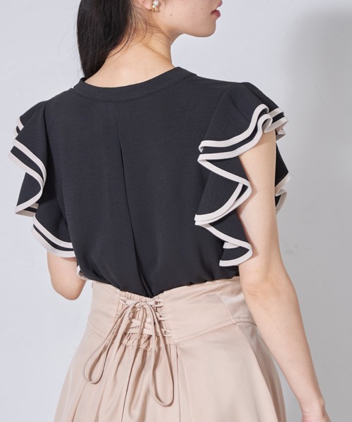 tocco closet(トッコ クローゼット)の「【ZOZO限定】フリルスリーブバイカラーブラウス(シャツ/ブラウス・レディース・ベージュ/オフホワイト/ブラック・M)」の7枚目の写真
