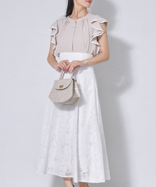 tocco closet(トッコ クローゼット)の「【ZOZO限定】フリルスリーブバイカラーブラウス(シャツ/ブラウス・レディース・ベージュ/オフホワイト/ブラック・M)」の9枚目の写真