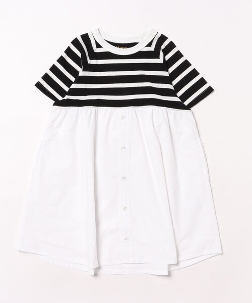 maarook(マルーク)の「モノトーンボーダー×ダンプワンピース(ワンピース・キッズ・ブラック・110cm/120cm)」の1枚目の写真
