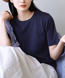 zootie | 【きちんとしたい日もTシャツを。】シルキースムースコットン Tシャツ［5分袖］(Tシャツ/カットソー)