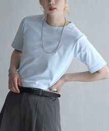 【きちんとしたい日もTシャツを。】シルキースムースコットン Tシャツ［5分袖］