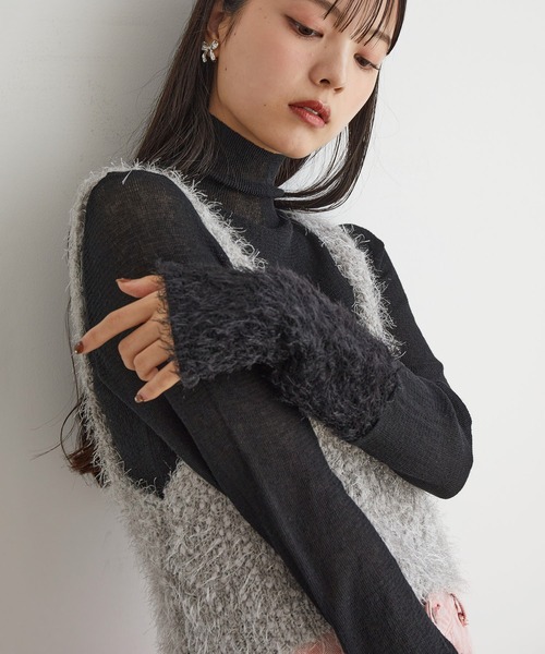 VIS(ビス)の「袖フェザーシアータートルニット(ニット/セーター・レディース・ブラック/サックスブルー/キナリ・FREE)」の9枚目の写真