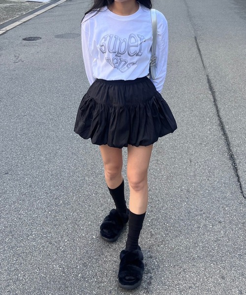 merrylatte(メリーラテ)の「メタリックシルバープリントロンT(Tシャツ/カットソー・レディース・ホワイト・MEDIUM/LARGE)」の5枚目の写真