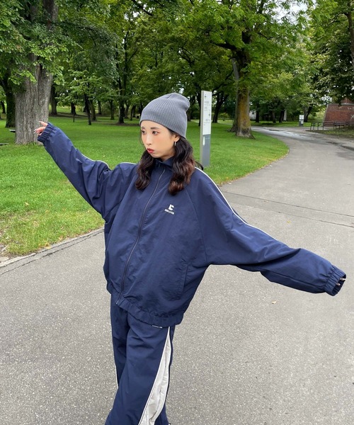 Libelice 24-25 ジャケット　セットアップベロア(白刺繍) セール】ナイロントラックジャケット / セットアップ着用可