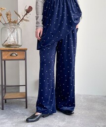 《セットアップ対応》ベロアドット刺繍イージーパンツ