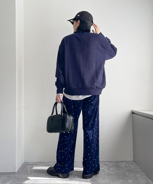 セール】《セットアップ対応》ベロアドット刺繍イージーパンツ（その他