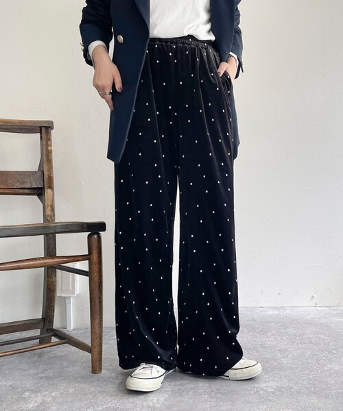 fredy emue（フレディエミュ）の「《セットアップ対応》ベロアドット刺繍イージーパンツ（その他パンツ・レディース・ブラック系その他/ブルー系その他・38）」の12枚目の写真