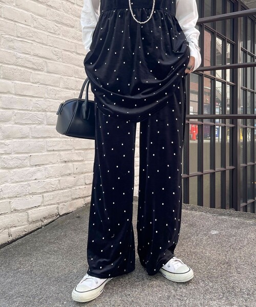 batsu セミフレアベロアパンツ FUBU フブ ボトムス ベロア トラックパンツ イージーパンツ