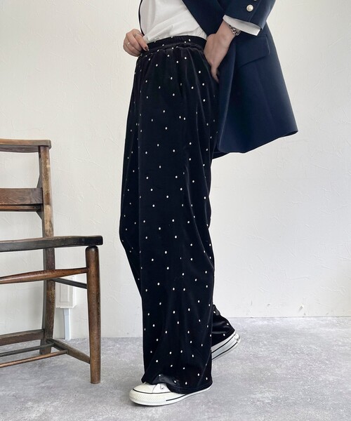 fredy emue（フレディエミュ）の「《セットアップ対応》ベロアドット刺繍イージーパンツ（その他パンツ・レディース・ブラック系その他/ブルー系その他・38）」の14枚目の写真