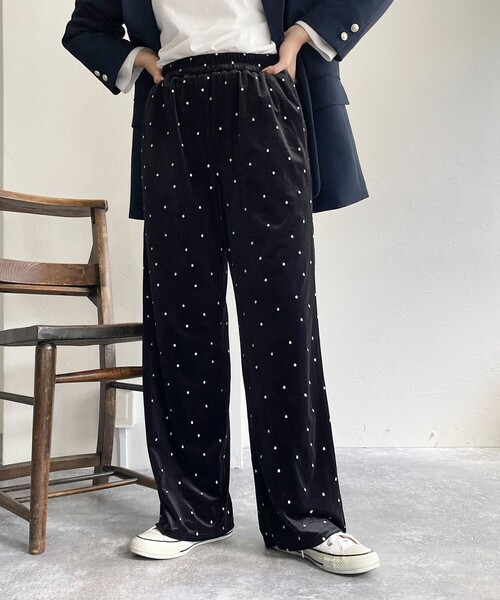 fredy emue（フレディエミュ）の「《セットアップ対応》ベロアドット刺繍イージーパンツ（その他パンツ・レディース・ブラック系その他/ブルー系その他・38）」の15枚目の写真