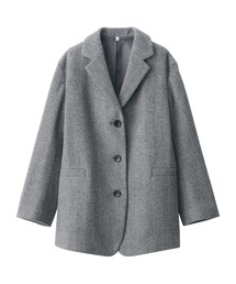 新品タグ付／無印良品／大きいサイズXL／紳士／再生ウール混／ダークグレー／コート 無印良品（ムジルシリョウヒン）の「婦人 再生ウール混