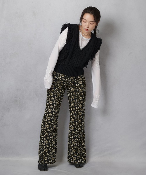 Lull（ルル）の「【Lull / ルル】フローラルプリントフレアパンツ（その他パンツ・レディース・ベージュ/ブラック・ONESIZE）」の15枚目の写真