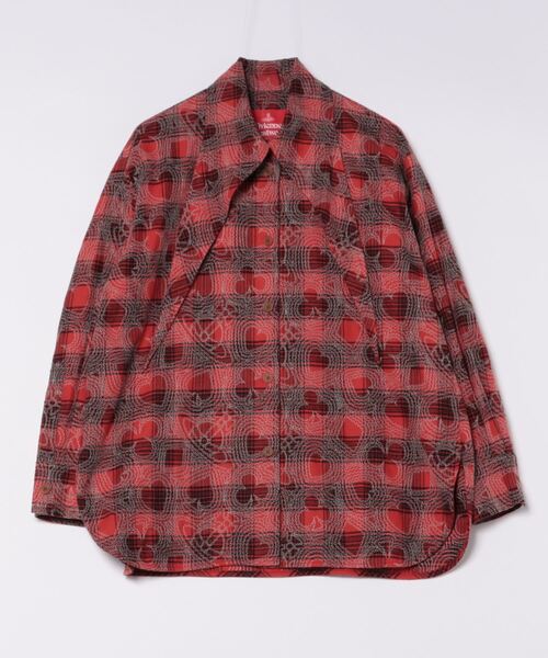 Vivienne Westwood(ヴィヴィアンウエストウッド)の「甘撚りオーガニックネルチェックトランプ刺繍ハルス衿シャツ(シャツ/ブラウス・レディース・レッド系/グリーン系・FREE)」の2枚目の写真