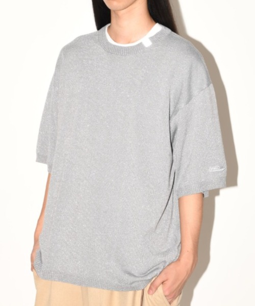 SUPERTHANKS(スーパーサンクス)の「ミックスニットカットソー/Glitter mix harf-sleeve knit(Tシャツ/カットソー・メンズ・クリーム/グレー/ブラック・S/M/L)」の6枚目の写真