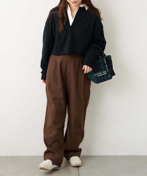 CUISINE HABITS（クイジーヌハビッツ）の「HORIZONTAL CHECK MINI TOTE（トートバッグ・レディース・グリーン・0）」の3枚目の写真