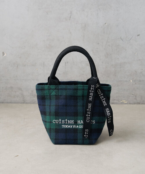 CUISINE HABITS（クイジーヌハビッツ）の「HORIZONTAL CHECK MINI TOTE（トートバッグ・レディース・グリーン・0）」の4枚目の写真