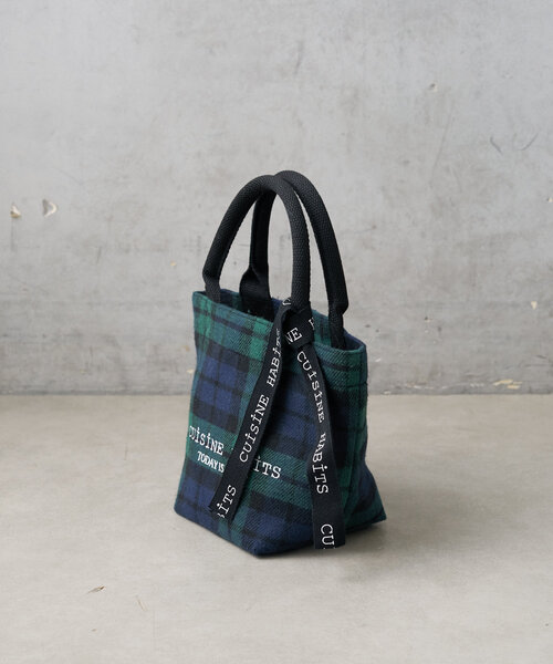 CUISINE HABITS（クイジーヌハビッツ）の「HORIZONTAL CHECK MINI TOTE（トートバッグ・レディース・グリーン・0）」の6枚目の写真