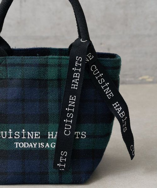 CUISINE HABITS（クイジーヌハビッツ）の「HORIZONTAL CHECK MINI TOTE（トートバッグ・レディース・グリーン・0）」の11枚目の写真