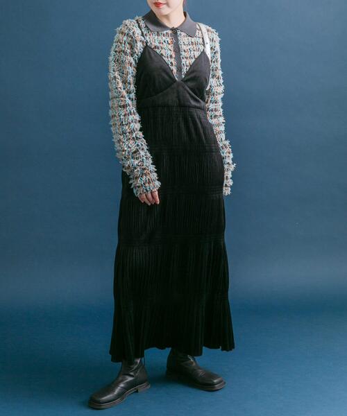 KBF(ケイビーエフ)の「マジョリカプリーツキャミワンピース(ワンピース・レディース・ブラック/ブラウン/チャコールグレー・ONE)」の7枚目の写真