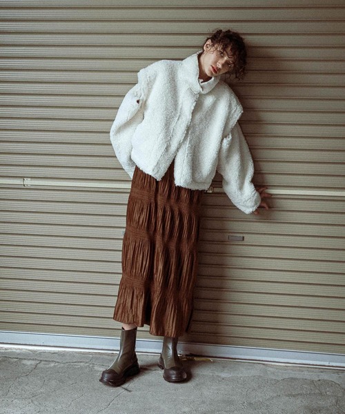 定価2.5万↑emmi atelierマジョリカプリーツワンピースSサイズ モカ  