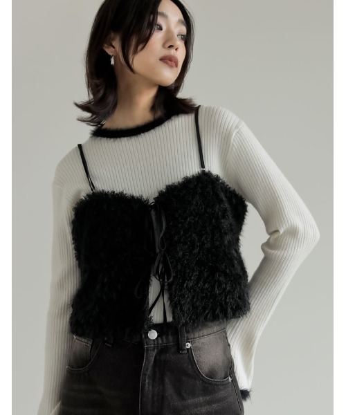 2023ss maison raview バルーンキャミソール 2024-25 WINTER COLLECTION]前後2WAYフェザーボアバルーン