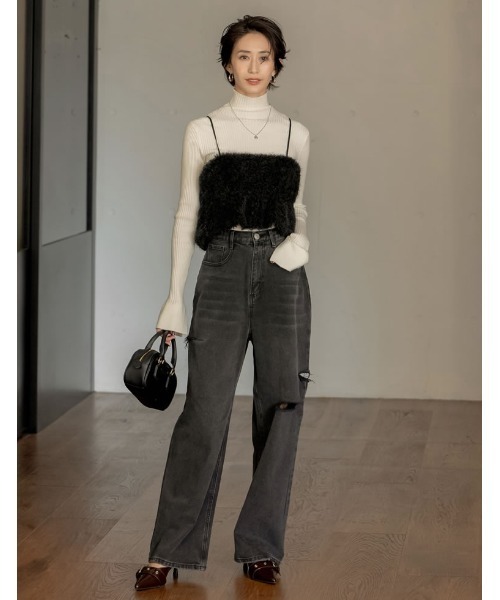 Re:EDIT（リエディ）の「[2024-25 WINTER COLLECTION]前後2WAYフェザーボアバルーンビスチェ（キャミソール・レディース・グレー/ブラック/アイボリー・MEDIUM/LARGE）」の13枚目の写真