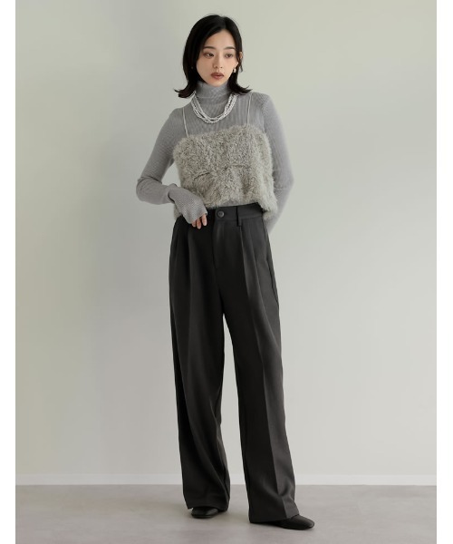 Re:EDIT（リエディ）の「[2024-25 WINTER COLLECTION]前後2WAYフェザーボアバルーンビスチェ（キャミソール・レディース・グレー/ブラック/アイボリー・MEDIUM/LARGE）」の20枚目の写真
