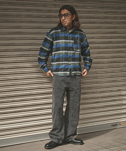 ALL RUNS(オールランズ)の「オンブレチェックロングスリーブシャツ(シャツ/ブラウス・メンズ・ブラウン/ネイビー/グリーン・L/XL/M)」の6枚目の写真