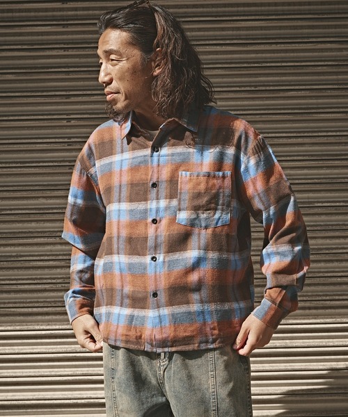 ALL RUNS(オールランズ)の「オンブレチェックロングスリーブシャツ(シャツ/ブラウス・メンズ・ブラウン/ネイビー/グリーン・L/XL/M)」の21枚目の写真