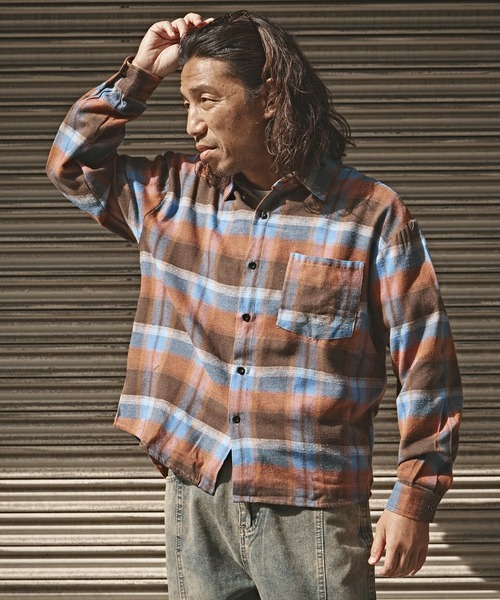 ALL RUNS(オールランズ)の「オンブレチェックロングスリーブシャツ(シャツ/ブラウス・メンズ・ブラウン/ネイビー/グリーン・L/XL/M)」の22枚目の写真