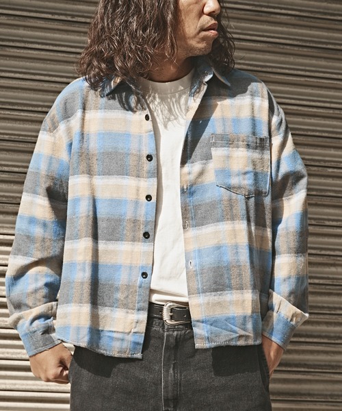 ALL RUNS(オールランズ)の「オンブレチェックロングスリーブシャツ(シャツ/ブラウス・メンズ・ブラウン/ネイビー/グリーン・L/XL/M)」の9枚目の写真