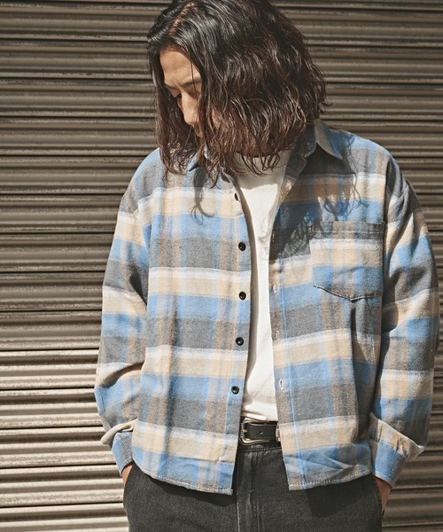 ALL RUNS(オールランズ)の「オンブレチェックロングスリーブシャツ(シャツ/ブラウス・メンズ・ブラウン/ネイビー/グリーン・L/XL/M)」の8枚目の写真