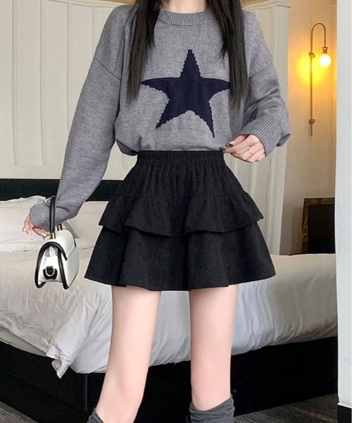 kirakiraShop(キラキラショップ)の「コーデュロイ フリル ミニ スカート(スカート・レディース・ブラック/ホワイト/ベージュ・M/L/S)」の7枚目の写真