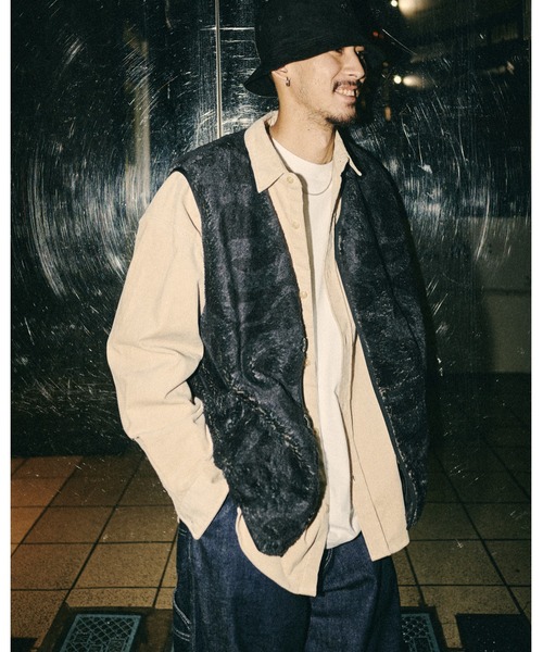 セール】NYLON RIP FLEECE WAIST COAT ＜SNAKE PATTERN