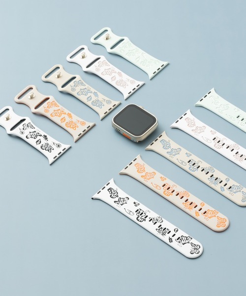 emonique(エモニーク)の「スマートウォッチバンド Apple Watch バンド シリコン製【38/40/41/42/44/45/49mm対応】(デジタル腕時計・レディース・ライトブルー/ホワイト×ブラック/ホワイト/ミント/オレンジ・38/42)」の6枚目の写真