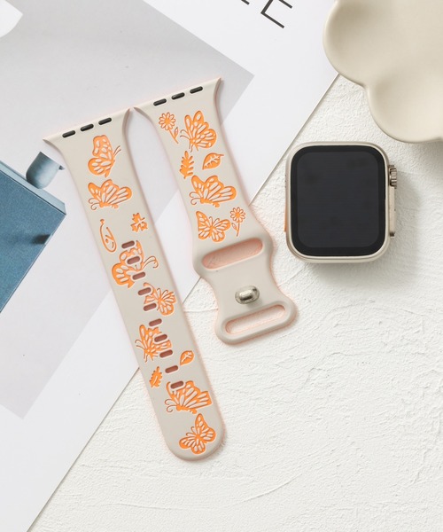 emonique(エモニーク)の「スマートウォッチバンド Apple Watch バンド シリコン製【38/40/41/42/44/45/49mm対応】(デジタル腕時計・レディース・ライトブルー/ホワイト×ブラック/ホワイト/ミント/オレンジ・38/42)」の9枚目の写真
