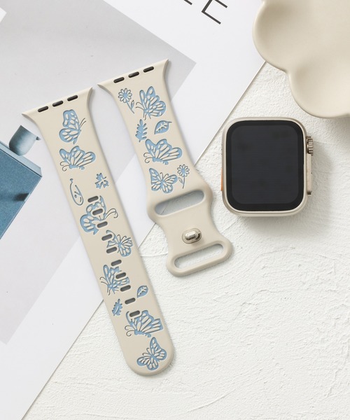emonique(エモニーク)の「スマートウォッチバンド Apple Watch バンド シリコン製【38/40/41/42/44/45/49mm対応】(デジタル腕時計・レディース・ライトブルー/ホワイト×ブラック/ホワイト/ミント/オレンジ・38/42)」の13枚目の写真
