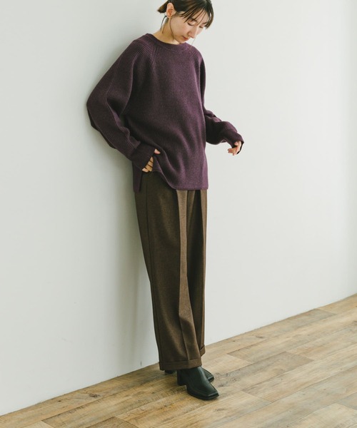 ITEMS URBANRESEARCH(アイテムズ アーバンリサーチ)の「アゼアミクルーネックニット(ニット/セーター・レディース・パープル/イエロー/ベージュ・FREE)」の19枚目の写真