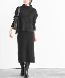 フェザータートルベスト付アンサンブルワンピース
