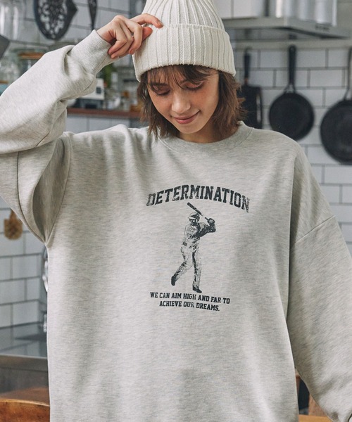 MONO-MART LADY'S(モノマートレディース)の「スポーツ グラフィックプリント オーバーサイズ スウェット(スウェット・レディース・スミクロ/ネイビー/オートミール/杢グレー・FREE)」の10枚目の写真